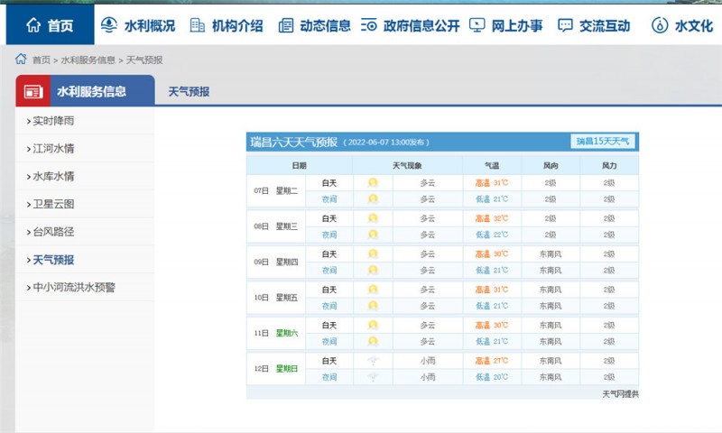 九江一周天气2022.6.7